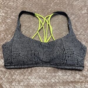 SOLD Lululemon Athletica Black and Neon Yellow Strappy Bra